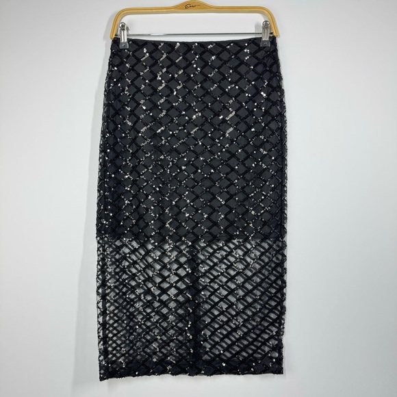 J. Crew Collection Black Lattice Sequin Pencil Skirt NWT - Picture 5 of 17